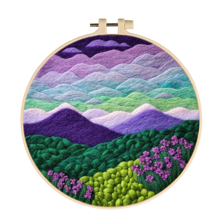 Layered Mountains in Soft Violet Cloud Wool Needle Felting Painting Kit