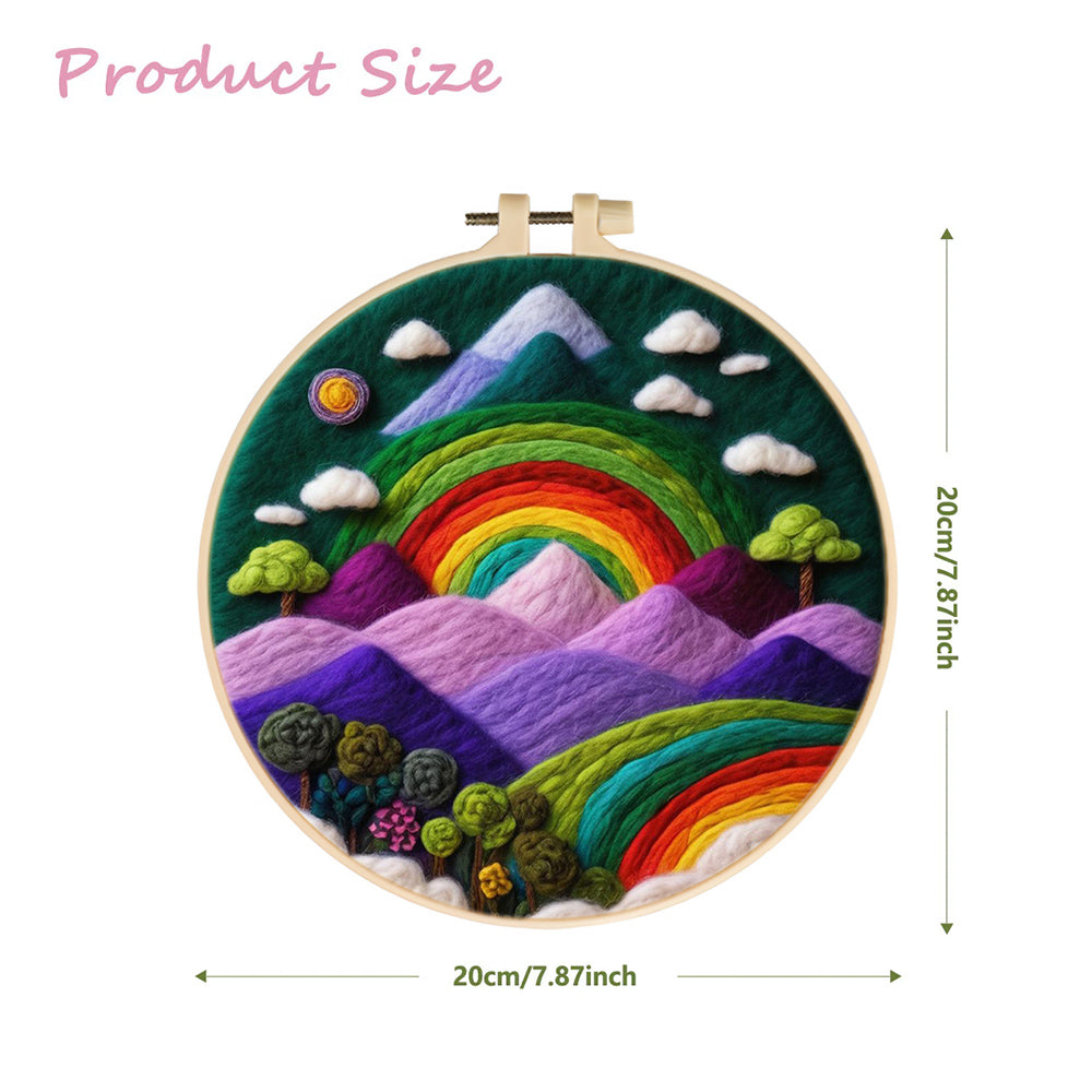 Rainbow Over Majestic Mountains Wool Needle Felting Painting Kit