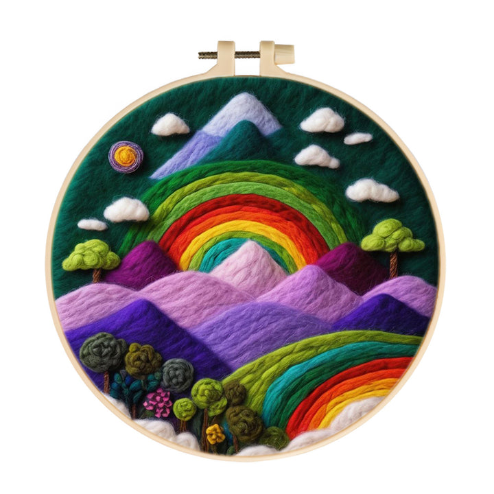 Rainbow Over Majestic Mountains Wool Needle Felting Painting Kit