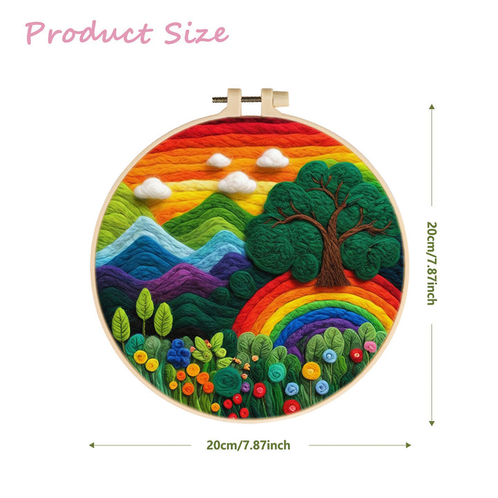 Vibrant Landscape with a Rainbow and Forest Wool Needle Felting Painting Kit