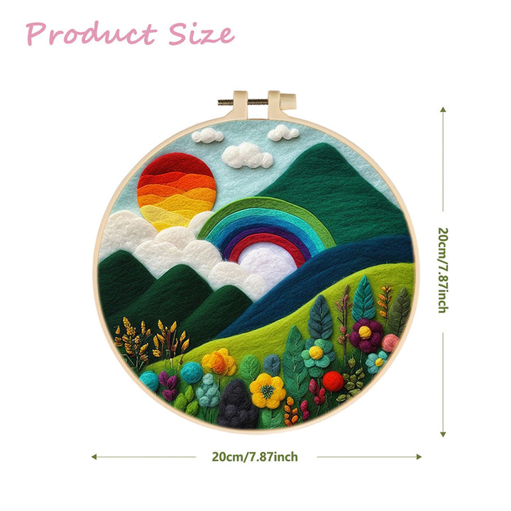 Sunset Rainbow in the Mountain Valley Wool Needle Felting Painting Kit