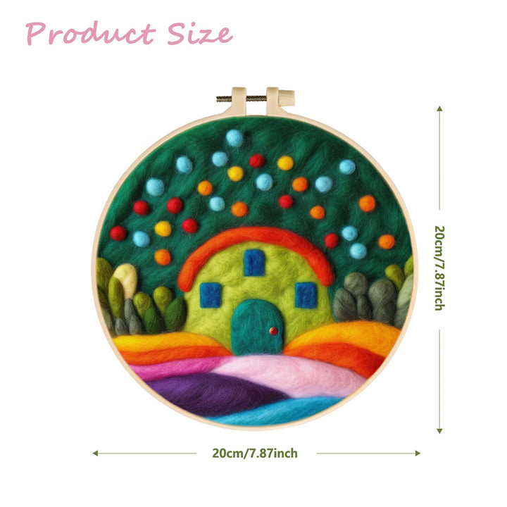 Bright Rainbow Road to Dreamy Cottage Wool Needle Felting Painting Kit
