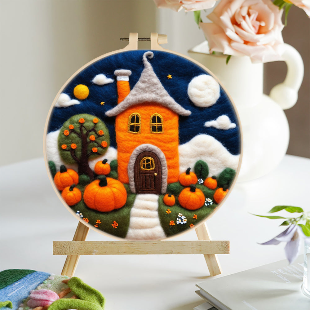 Pumpkin Castle Wool Needle Felting Painting Kit