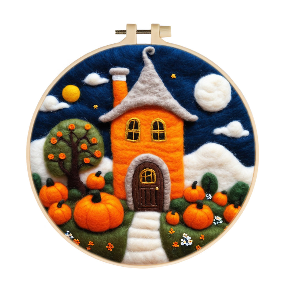 Pumpkin Castle Wool Needle Felting Painting Kit