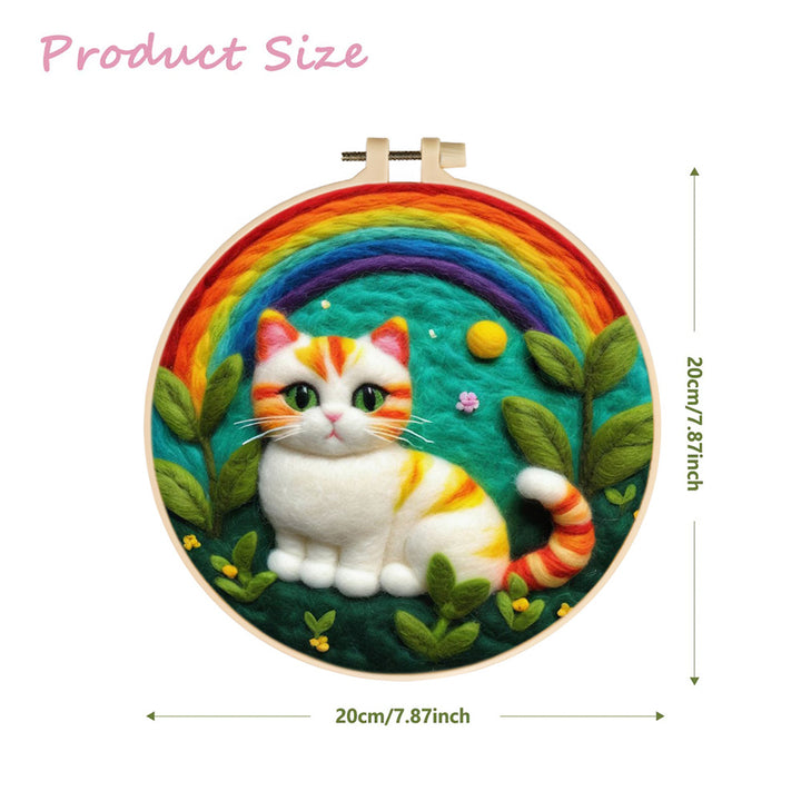 Rainbow Garden Cat Wool Needle Felting Painting Kit