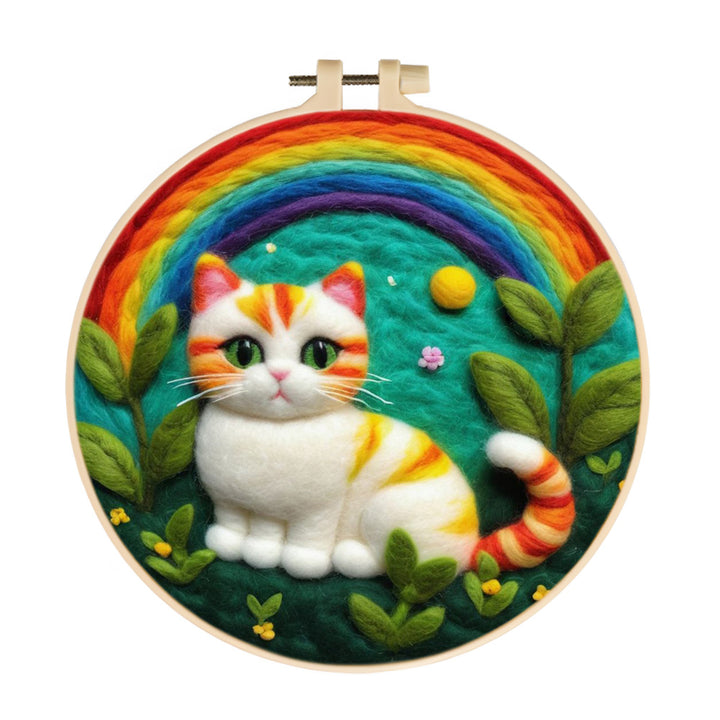 Rainbow Garden Cat Wool Needle Felting Painting Kit