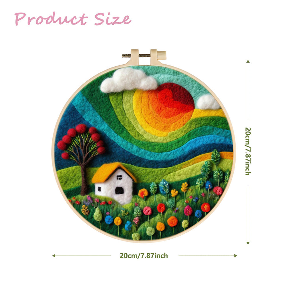 Rainbow Light Across the Quiet Fields Wool Needle Felting Painting Kit