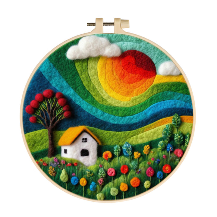Rainbow Light Across the Quiet Fields Wool Needle Felting Painting Kit