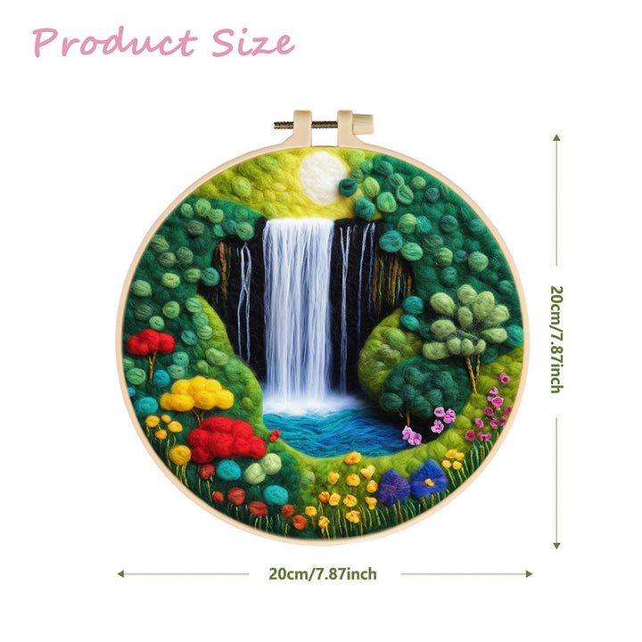 Sunlit Falls in a Secret Garden Wool Needle Felting Painting Kit