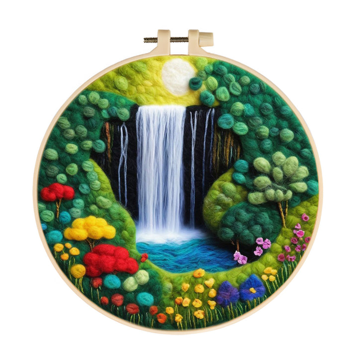 Sunlit Falls in a Secret Garden Wool Needle Felting Painting Kit