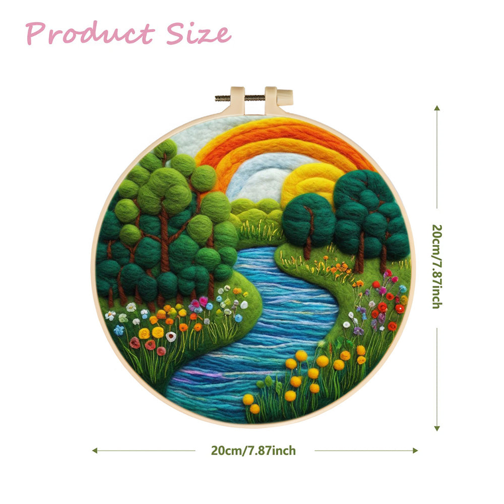 A Gentle Stream Beneath the Rainbow Sky Wool Needle Felting Painting Kit