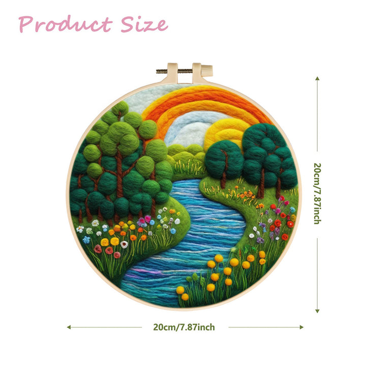 A Gentle Stream Beneath the Rainbow Sky Wool Needle Felting Painting Kit