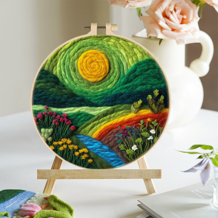 Golden Sun Over the Rainbow Valley Wool Needle Felting Painting Kit