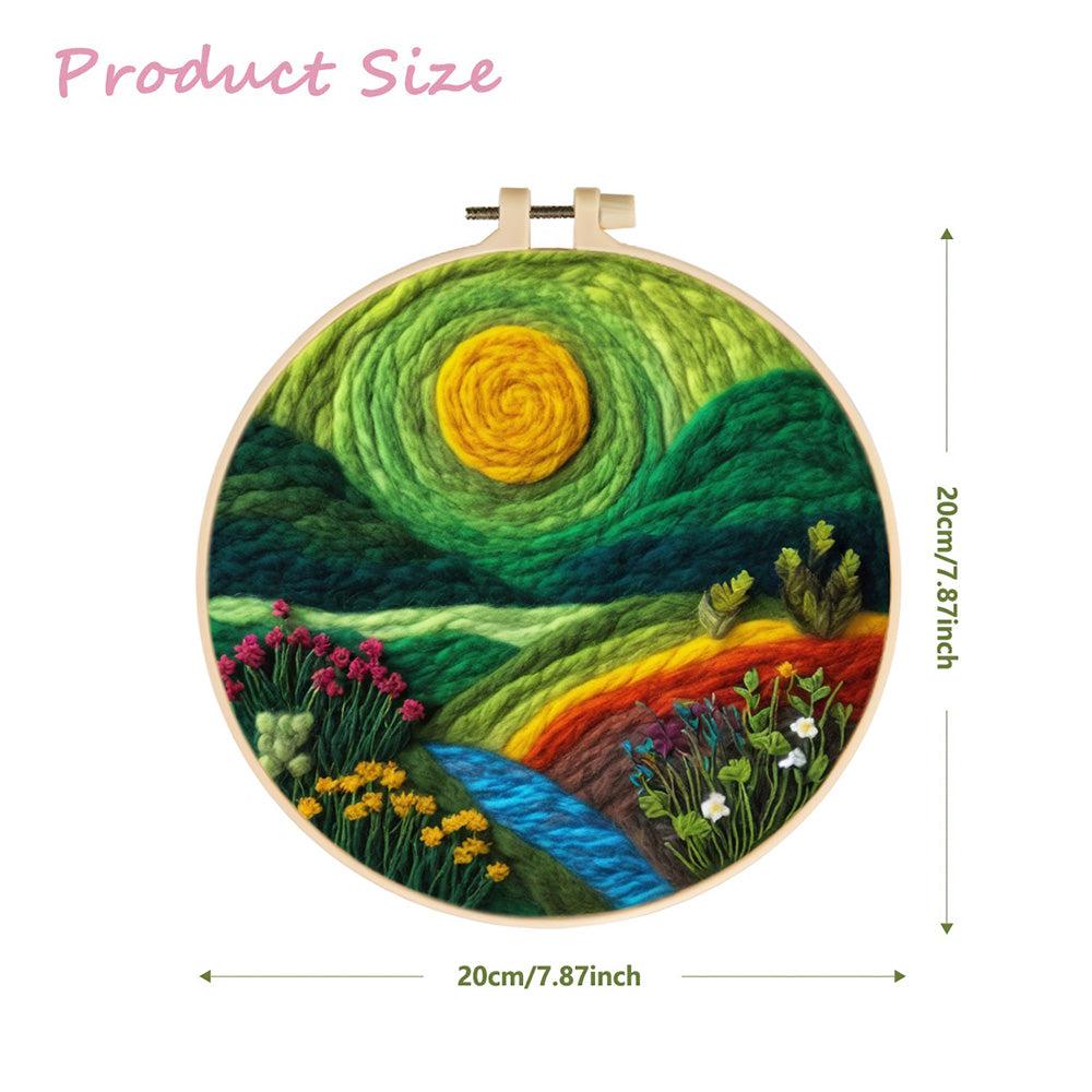 Golden Sun Over the Rainbow Valley Wool Needle Felting Painting Kit