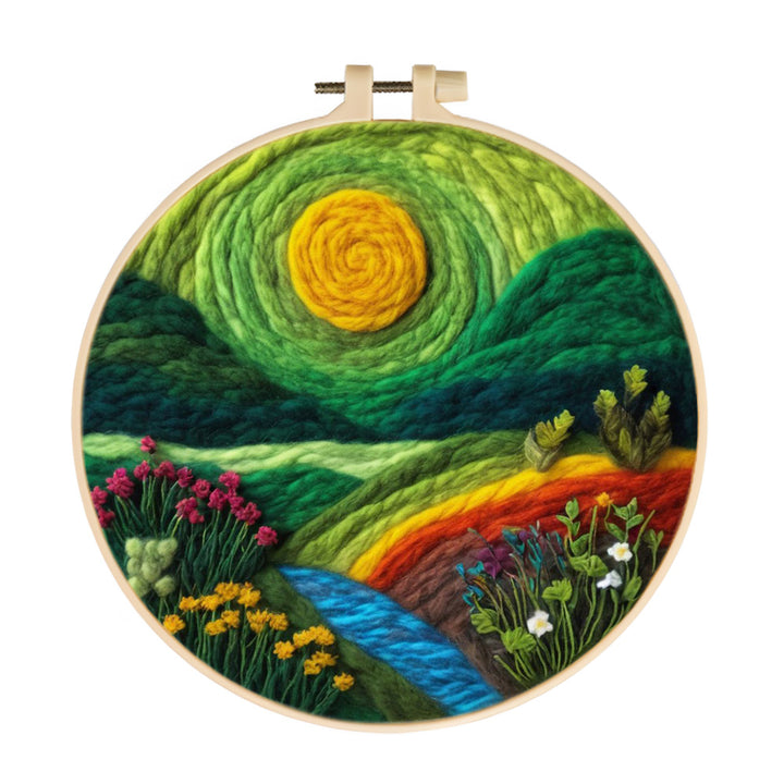 Golden Sun Over the Rainbow Valley Wool Needle Felting Painting Kit