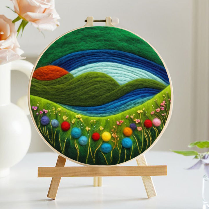 Layers of Hills in Gentle Motion Wool Needle Felting Painting Kit