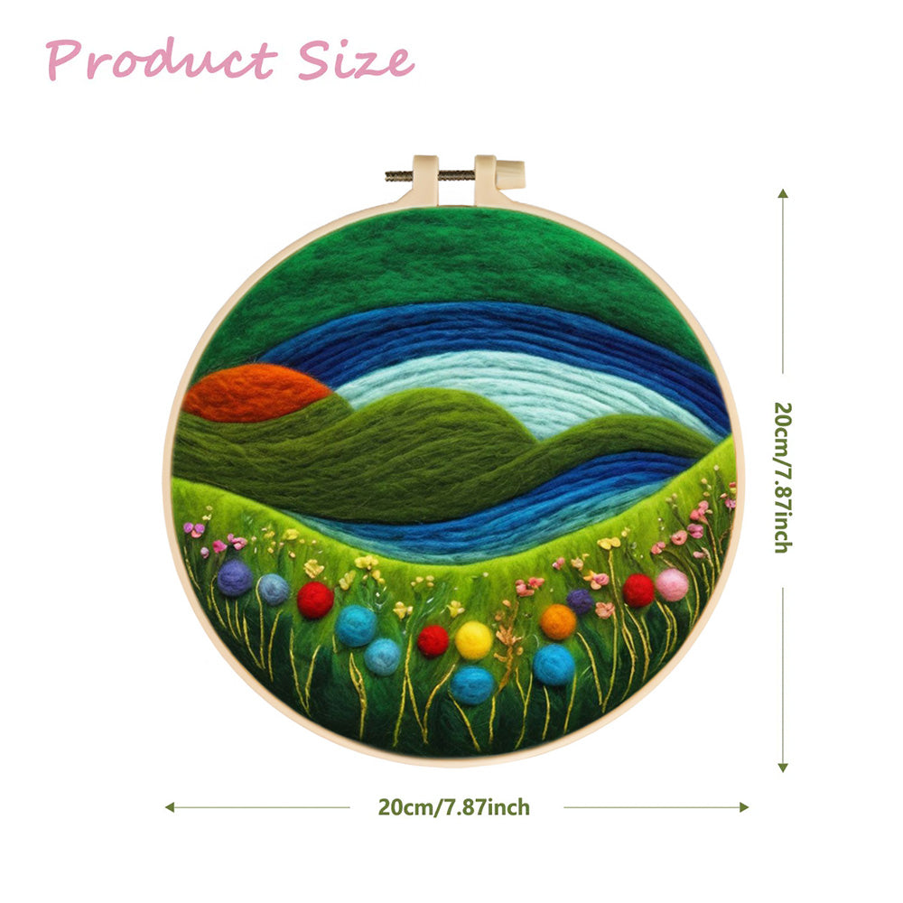 Layers of Hills in Gentle Motion Wool Needle Felting Painting Kit