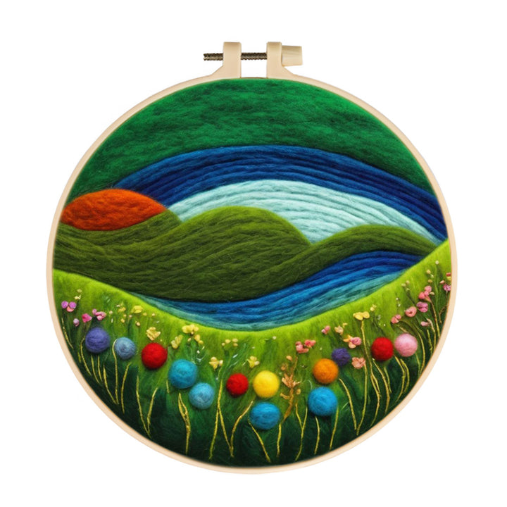 Layers of Hills in Gentle Motion Wool Needle Felting Painting Kit