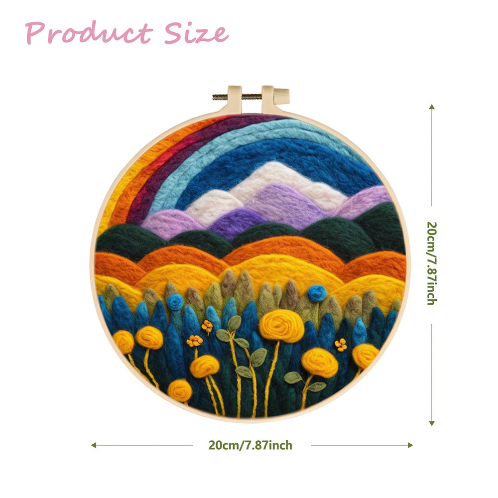 Golden Fields Beneath Rainbow Wool Needle Felting Painting Kit