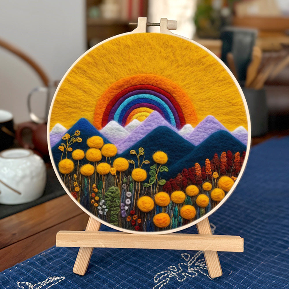 The Colorful and Golden Sky Shone on the Valley Wool Needle Felting Painting Kit