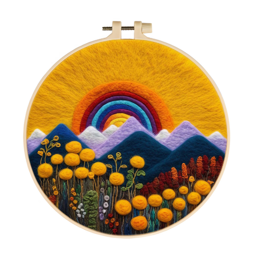 The Colorful and Golden Sky Shone on the Valley Wool Needle Felting Painting Kit
