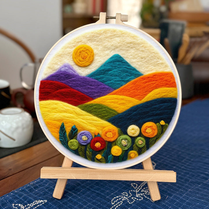 Colorful Hills Meet the Morning Sky Wool Needle Felting Painting Kit