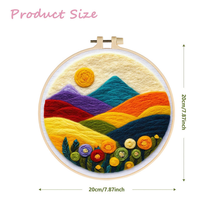 Colorful Hills Meet the Morning Sky Wool Needle Felting Painting Kit