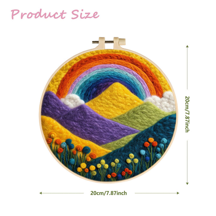 Rainbow Rising Over Golden Hills Wool Needle Felting Painting Kit