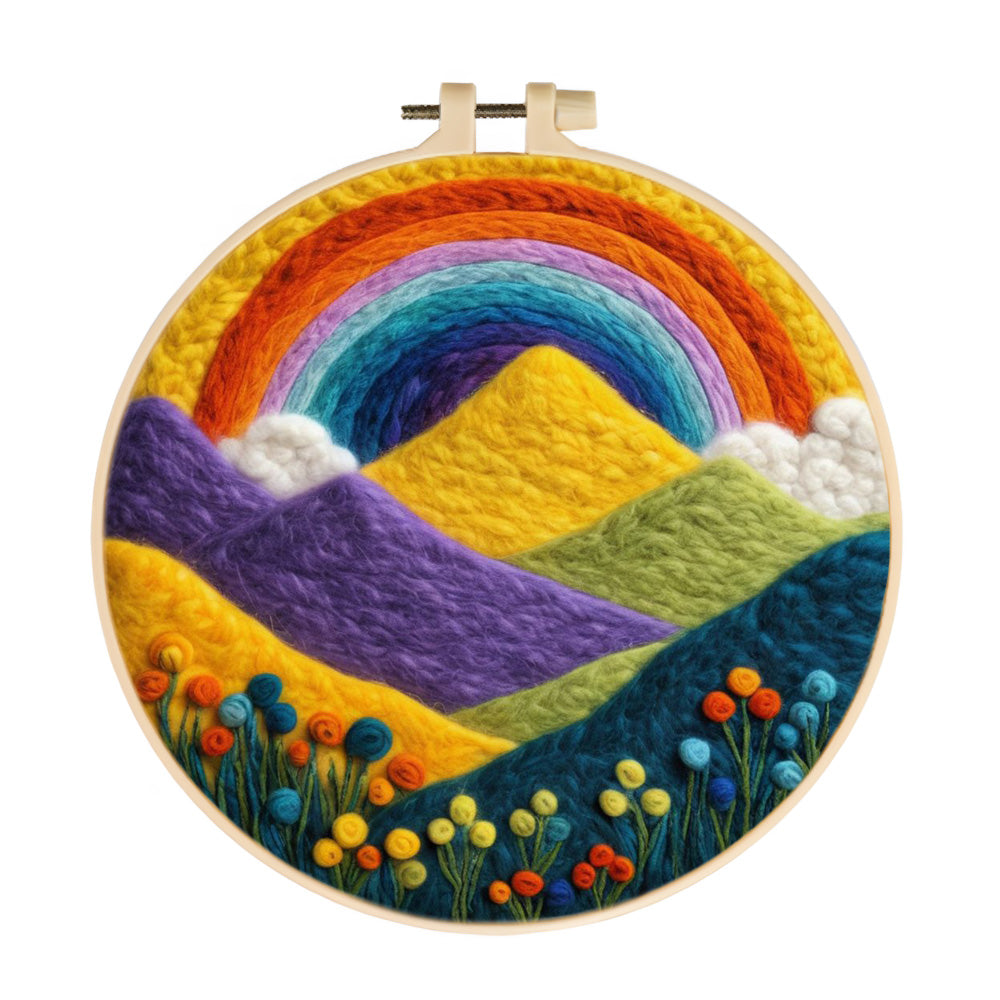 Rainbow Rising Over Golden Hills Wool Needle Felting Painting Kit