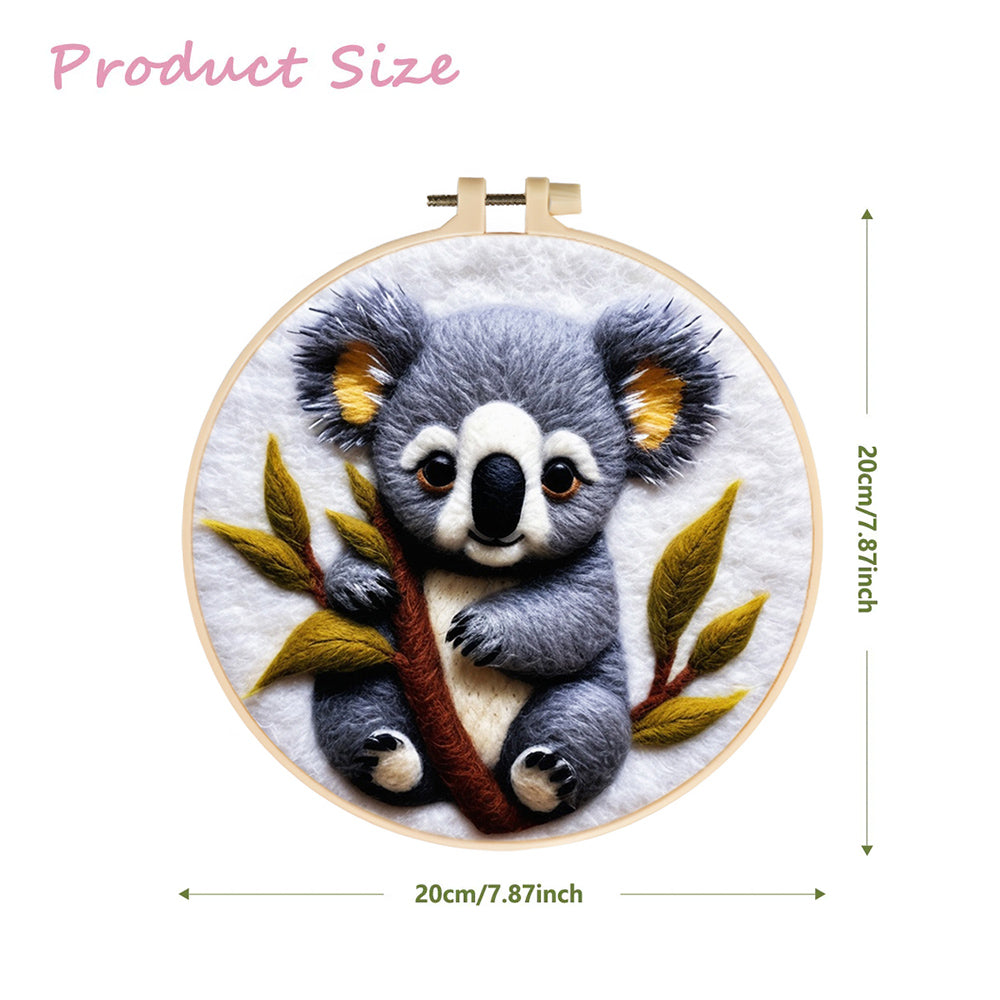 Adorable Koala Holding Leaves Wool Needle Felting Painting Kit