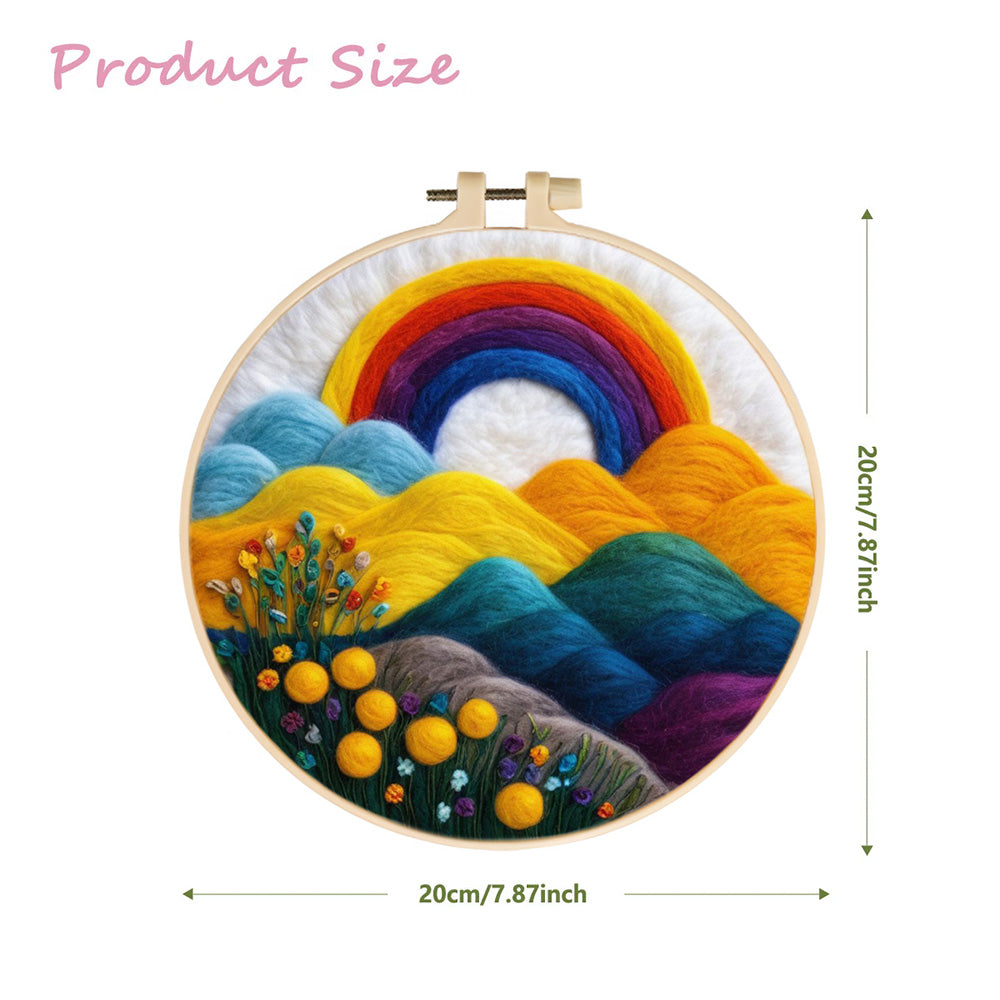 Rainbow Above Golden Hills Wool Needle Felting Painting Kit