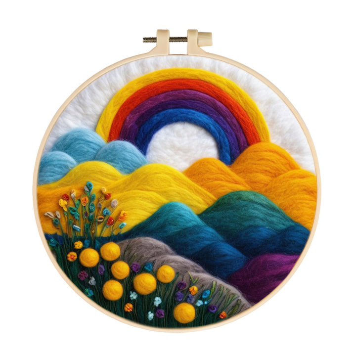 Rainbow Above Golden Hills Wool Needle Felting Painting Kit