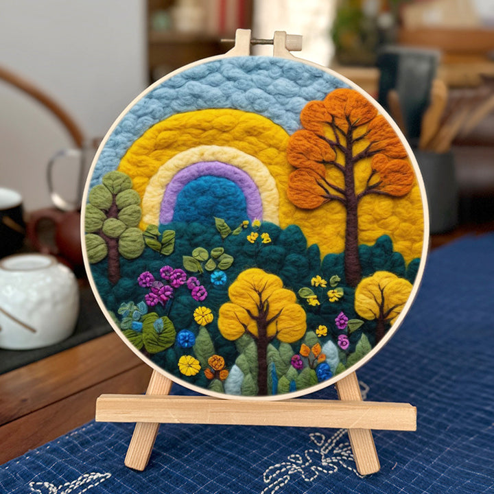 A Quiet Forest Under Golden Skies Wool Needle Felting Painting Kit
