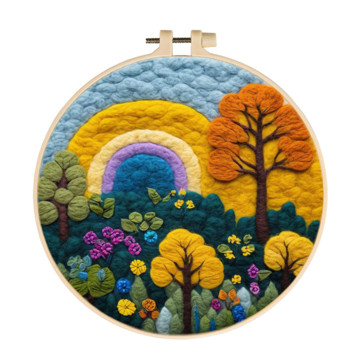A Quiet Forest Under Golden Skies Wool Needle Felting Painting Kit