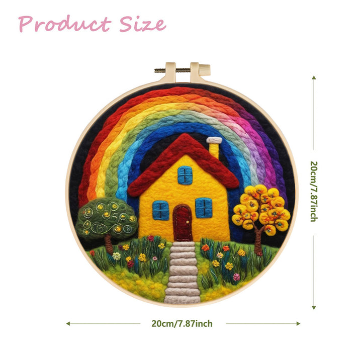 A Bright House Under Rainbow Wool Needle Felting Painting Kit