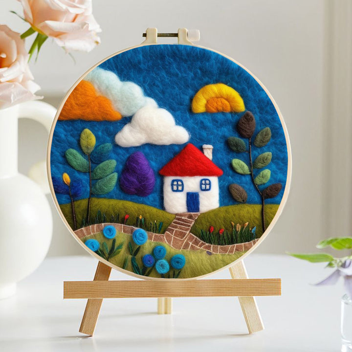 The Blue Sky Cottage Wool Needle Felting Painting Kit