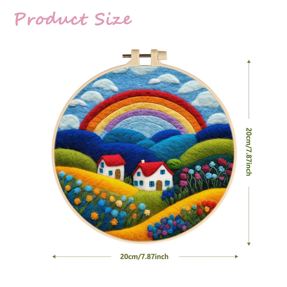 Homes Beneath the Rainbow in the Hills Wool Needle Felting Painting Kit