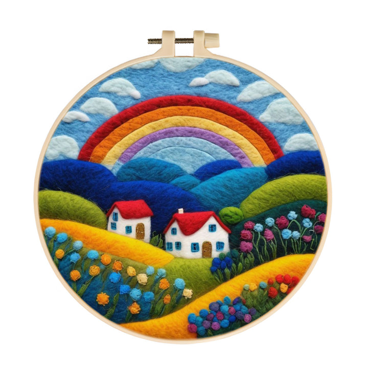 Homes Beneath the Rainbow in the Hills Wool Needle Felting Painting Kit