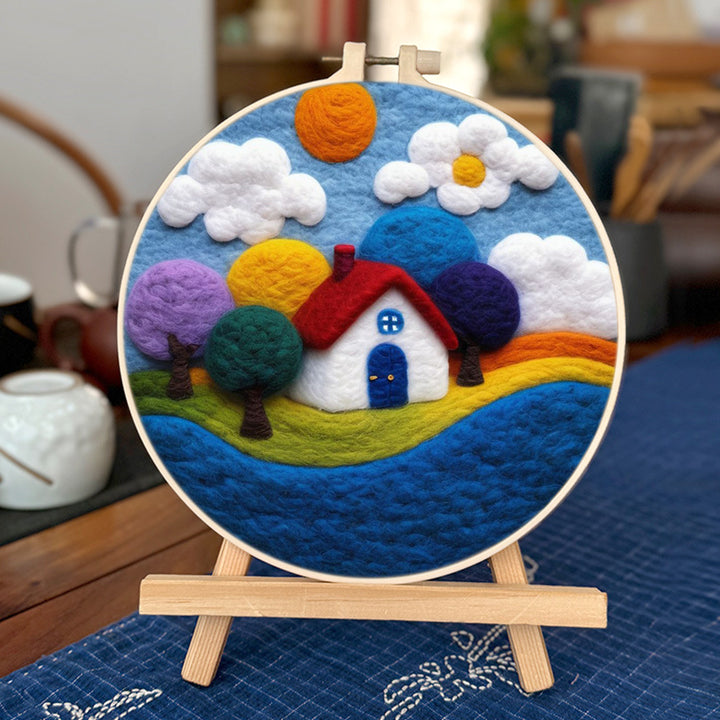 The Little House Under Soft Skies Wool Needle Felting Painting Kit
