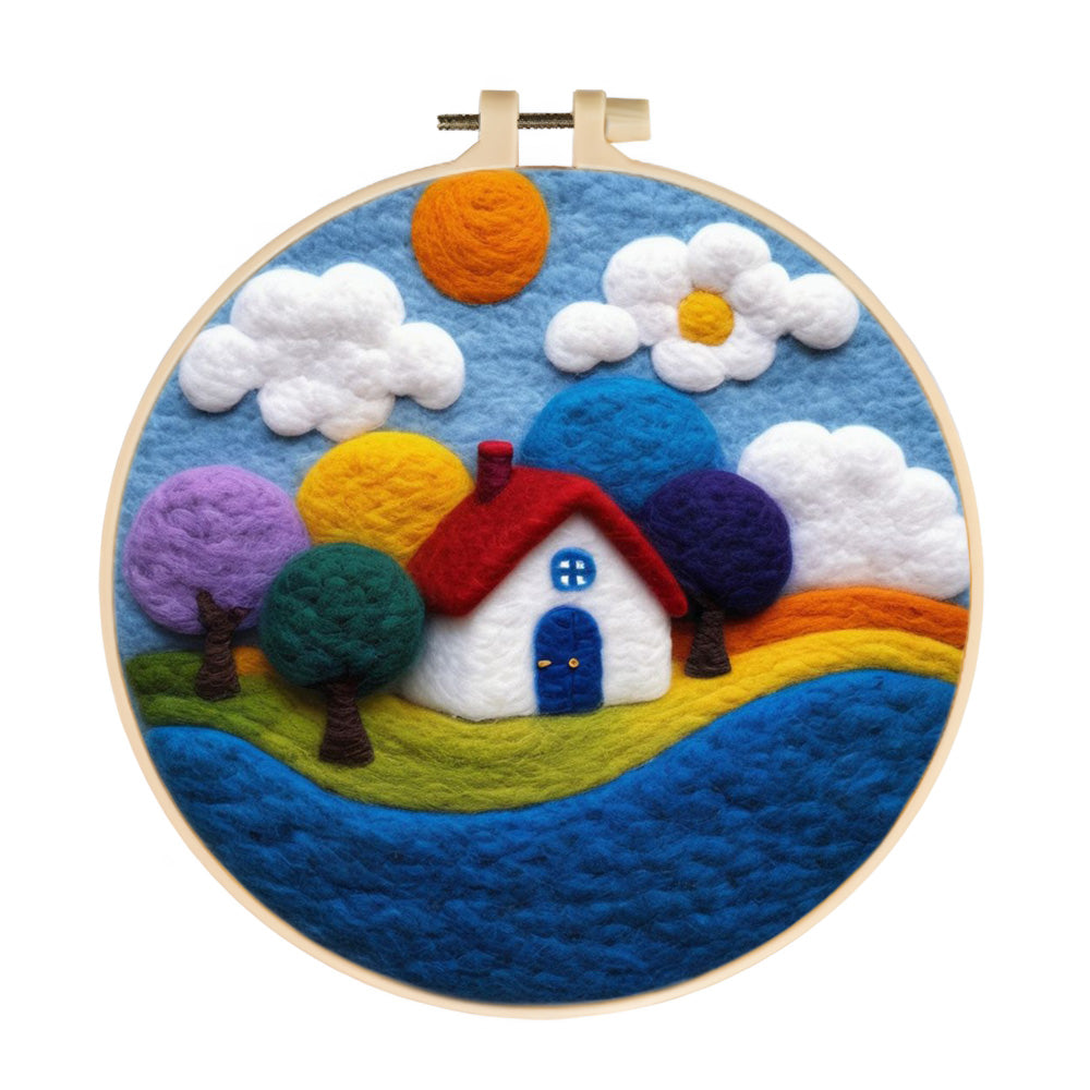 The Little House Under Soft Skies Wool Needle Felting Painting Kit