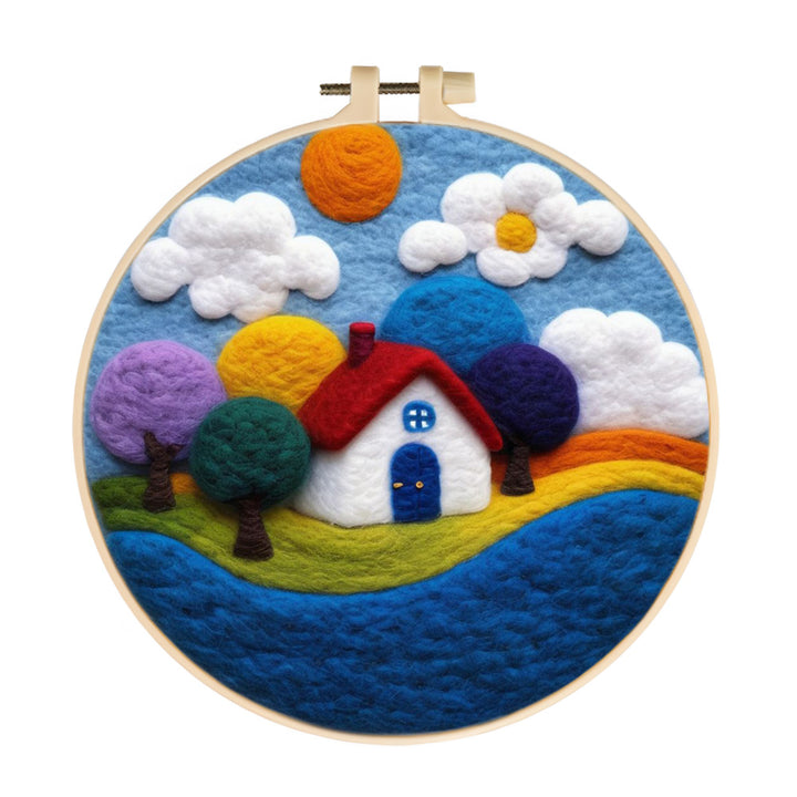 The Little House Under Soft Skies Wool Needle Felting Painting Kit