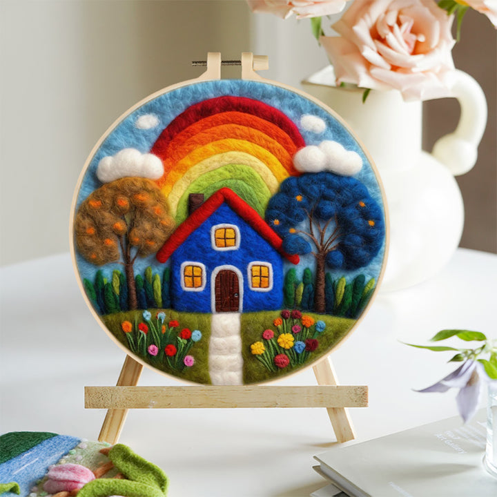 The Blue House Beneath the Rainbow Wool Needle Felting Painting Kit