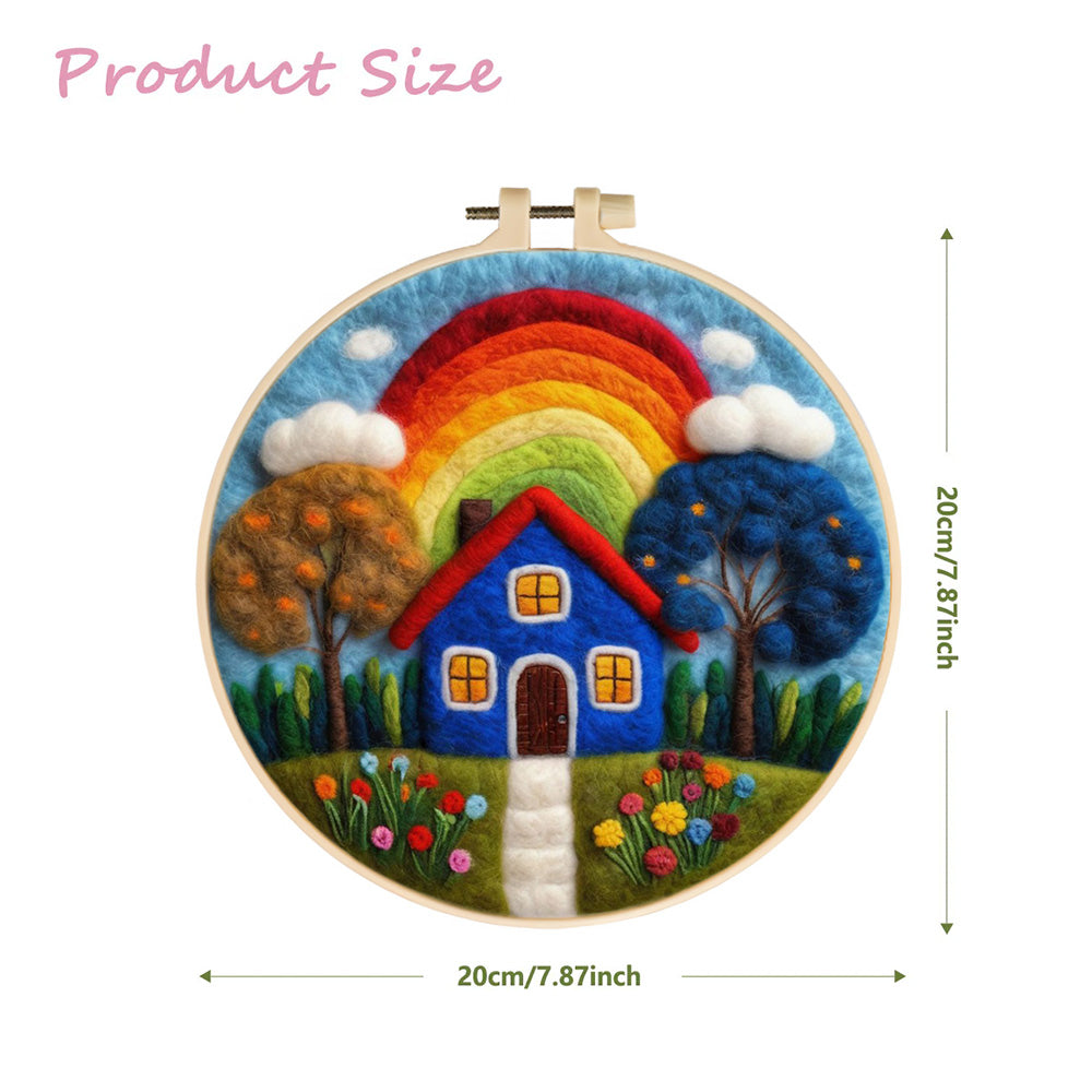 The Blue House Beneath the Rainbow Wool Needle Felting Painting Kit