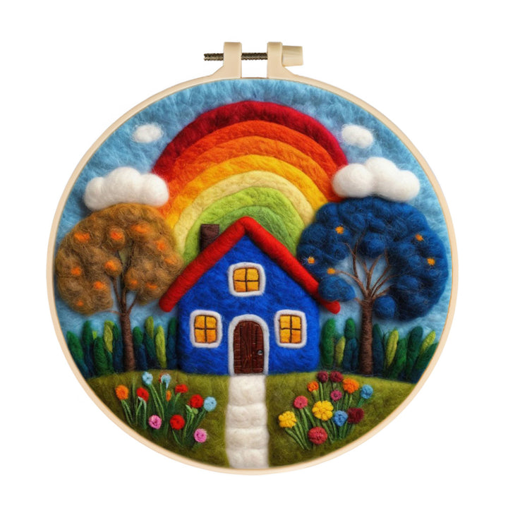 The Blue House Beneath the Rainbow Wool Needle Felting Painting Kit