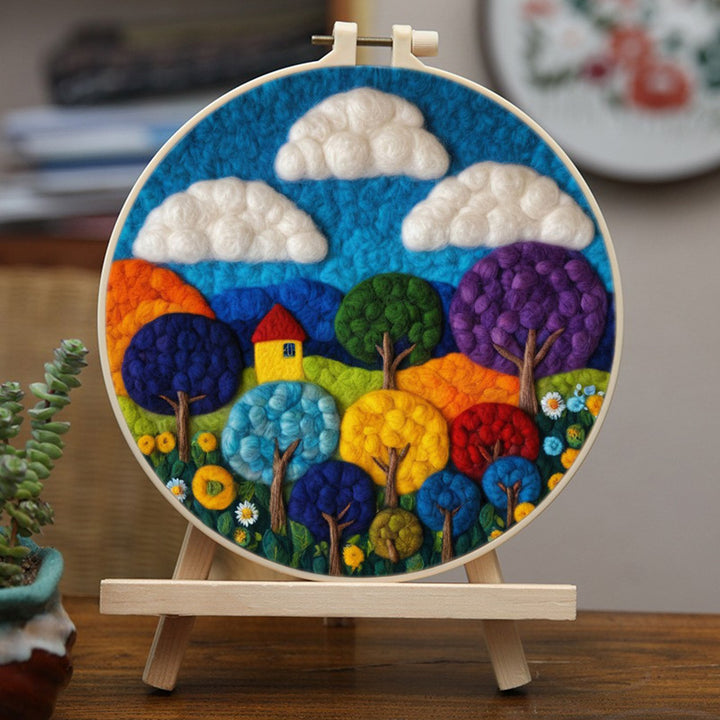 Home Among the Colorful Trees Wool Needle Felting Painting Kit