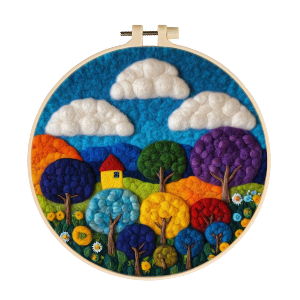Home Among the Colorful Trees Wool Needle Felting Painting Kit
