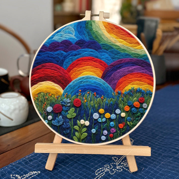 Layers of Color Under the Rainbow Sky Wool Needle Felting Painting Kit