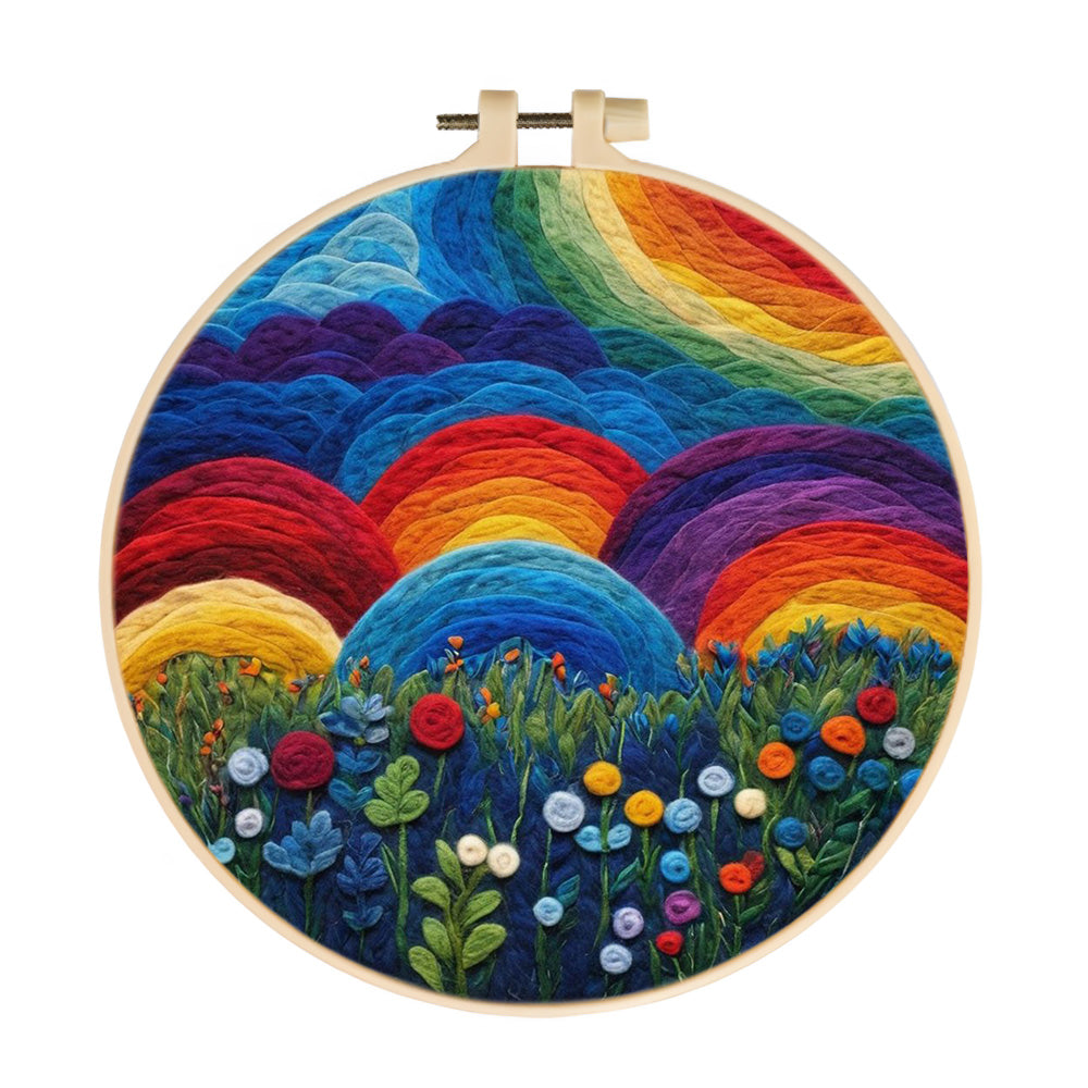 Layers of Color Under the Rainbow Sky Wool Needle Felting Painting Kit