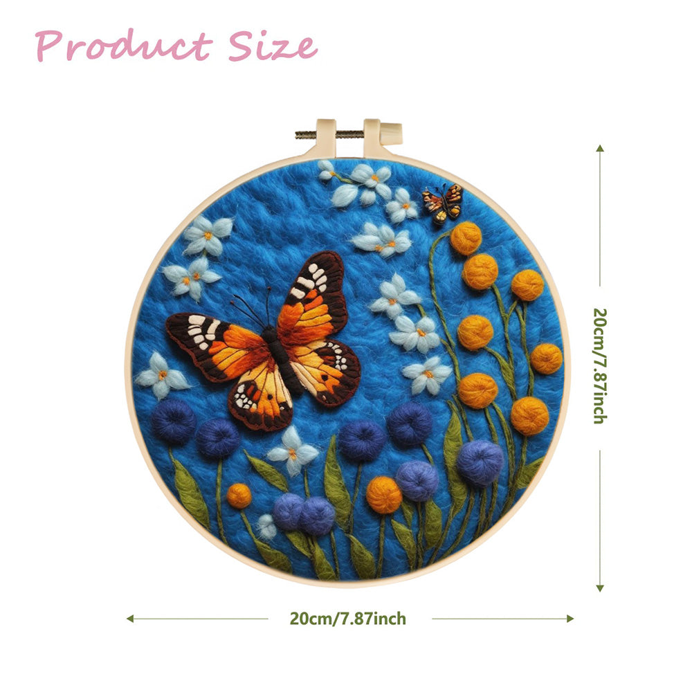 Butterflies Flutter in the Blue Garden Wool Needle Felting Painting Kit