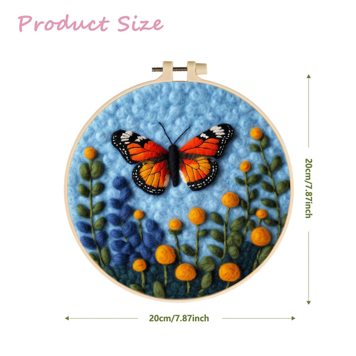 Cheerful Butterfly Flying in Garden Wool Needle Felting Painting Kit